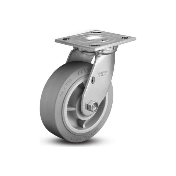 Colson 4 Series Swivel Plate Caster 4.06109.459 - Rubber on Polyolefin 6" Dia. 600 Lb. Cap.
